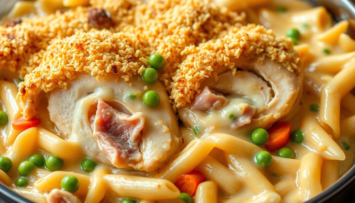 chicken cordon bleu casserole with pasta​