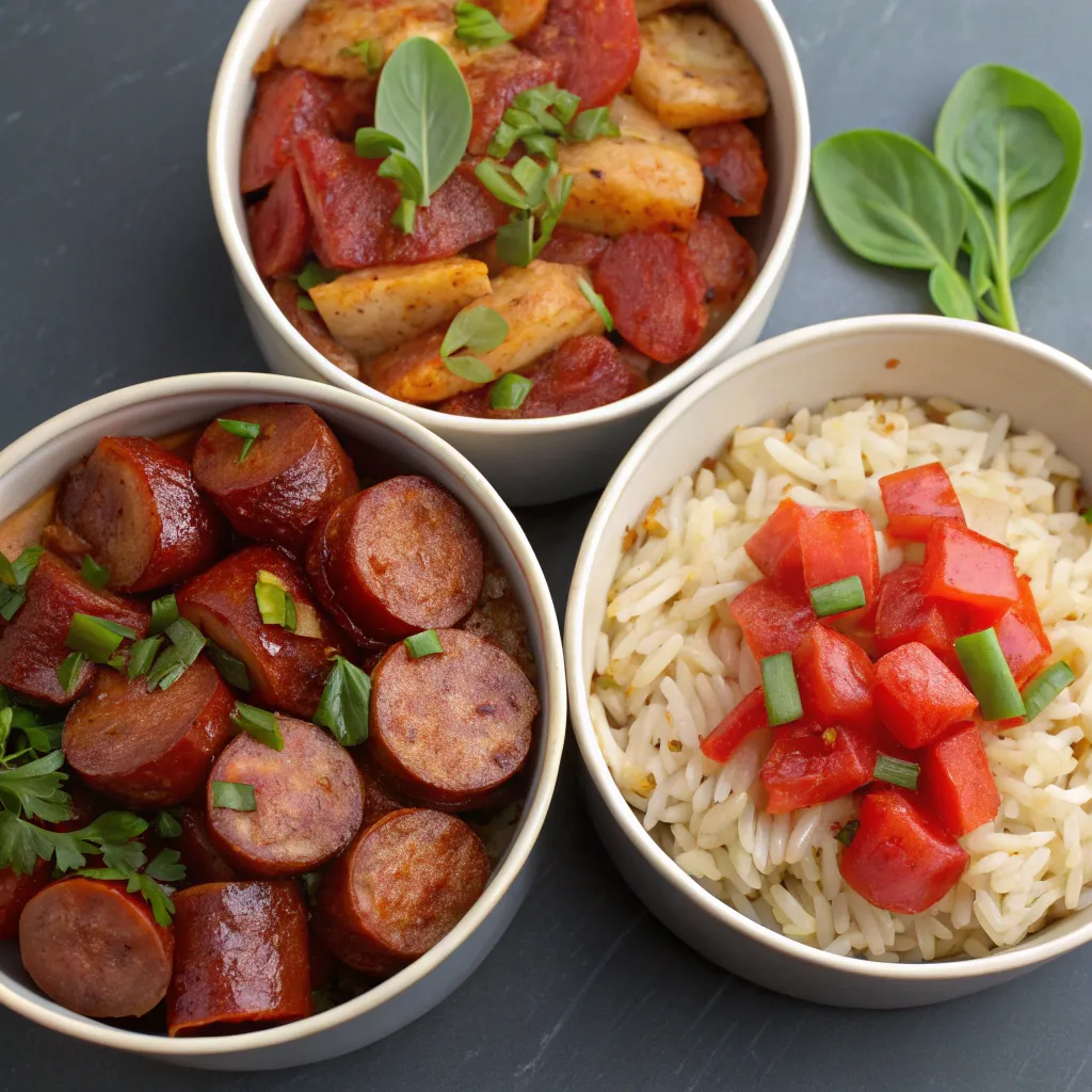 Slow cooker sausage casserole with international flavor styles
